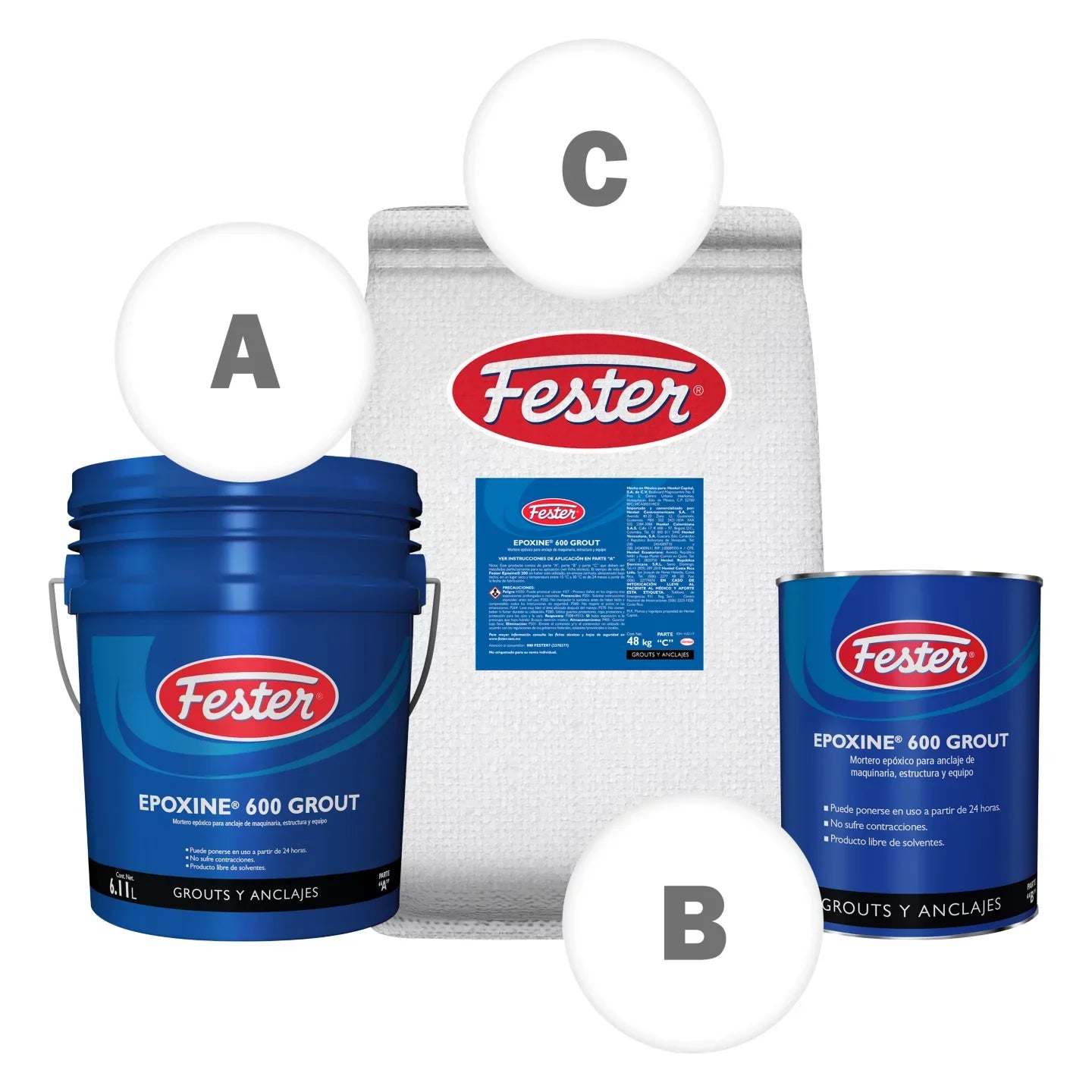 FESTER EPOXINE 600 GROUT EPÓXICO AMÍNICO, UNIDAD 56 KG